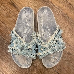 Birkenstock Size 40 Denim & Rhinestones Heidi Klum Collab Rare & Hard to Find!
